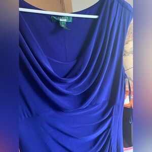 Lauren Ralph Lauren One-Shoulder Cowl Neck Dress in Royal Blue